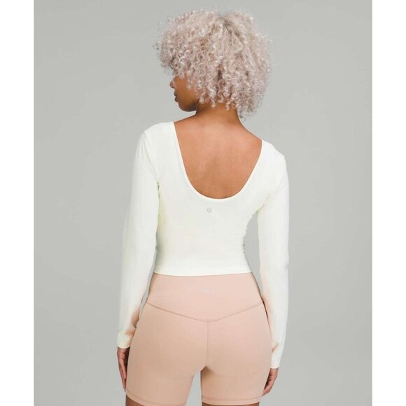 Lululemon Align Long Sleeve Shirt Cropped White Athletic Yoga - Med - Picture 1 of 7